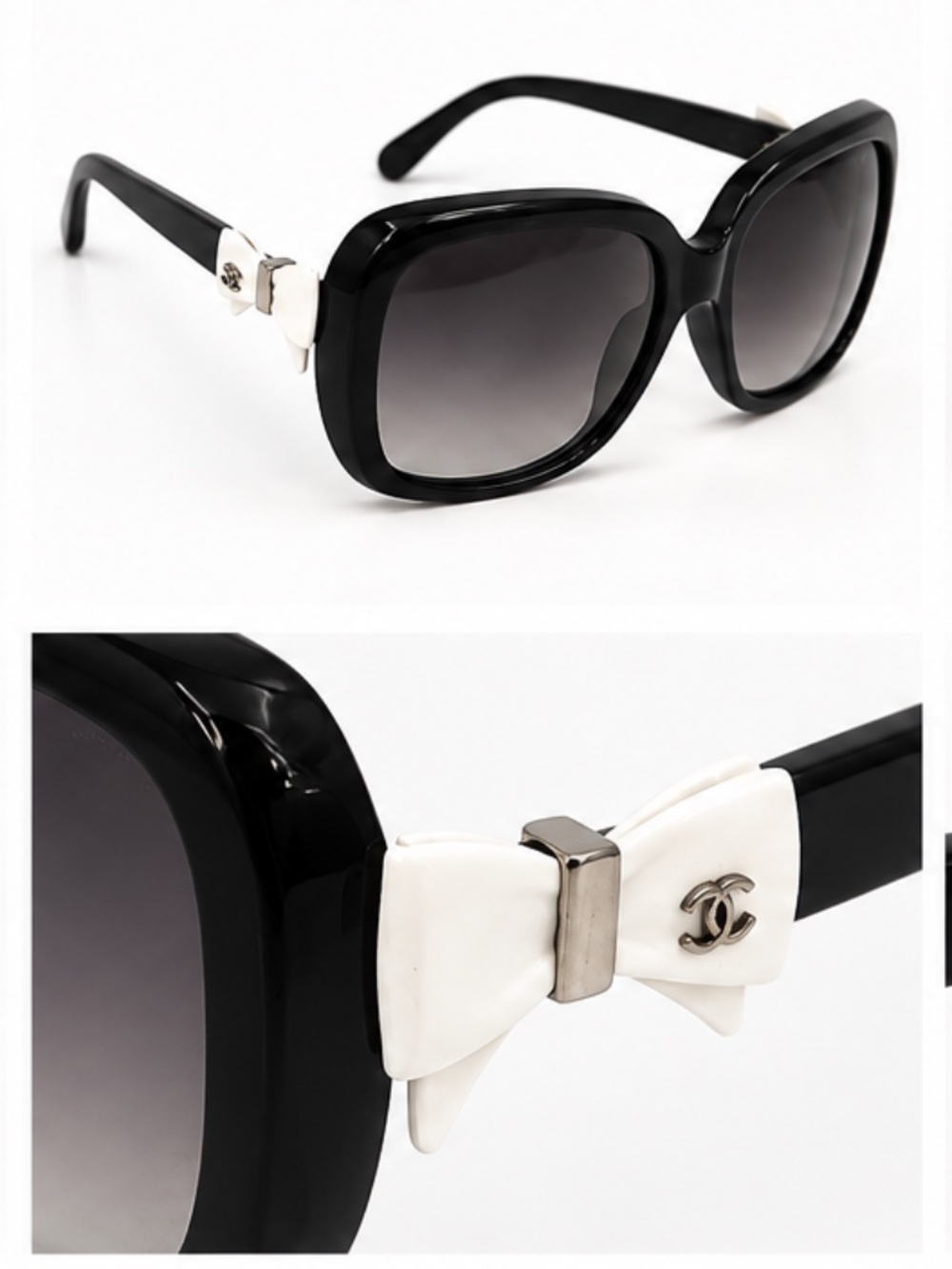 Chanel 5171 Black & White Bow CC Sunglasses